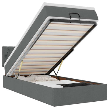 vidaXL Ottomane Bett mit Matratze & LEDs Dunkelgrau 90x200 cm Stoff