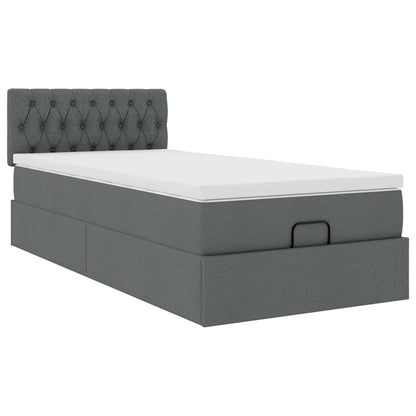 vidaXL Ottomane Bett mit Matratze & LEDs Dunkelgrau 90x200 cm Stoff