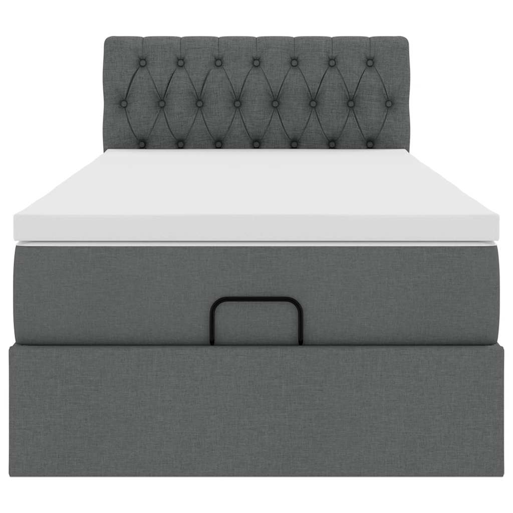 vidaXL Ottomane Bett mit Matratze & LEDs Dunkelgrau 90x200 cm Stoff