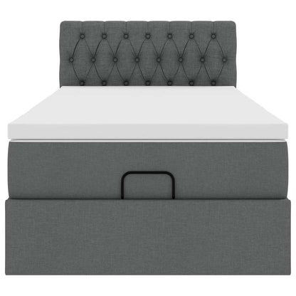 vidaXL Ottomane Bett mit Matratze & LEDs Dunkelgrau 90x200 cm Stoff