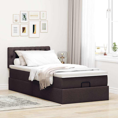 vidaXL Ottomane Bett mit Matratze & LEDs Dunkelbraun 90x200 cm Stoff