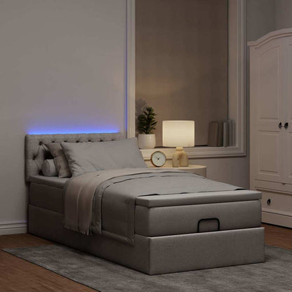 vidaXL Lit ottoman avec matelas et LED Taupe 90x200 cm Tissu