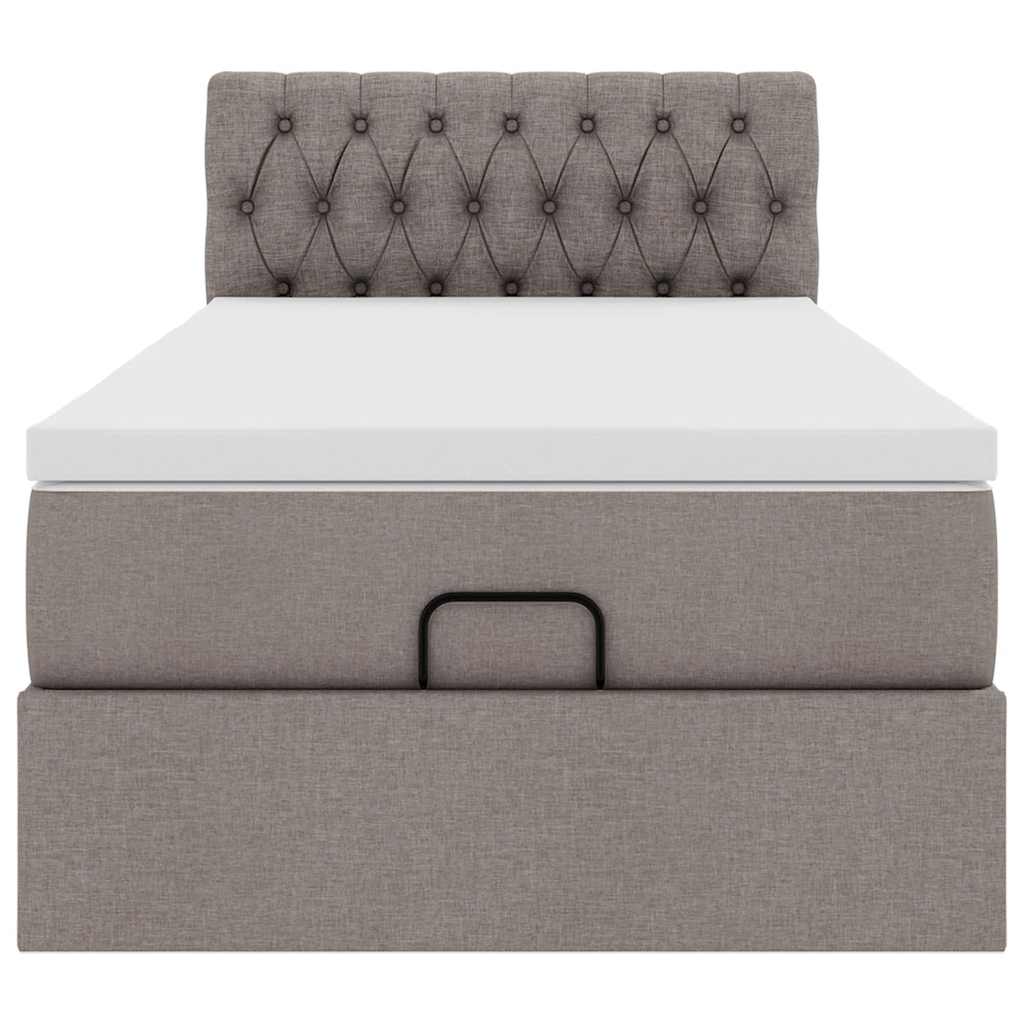 vidaXL Lit ottoman avec matelas et LED Taupe 90x200 cm Tissu