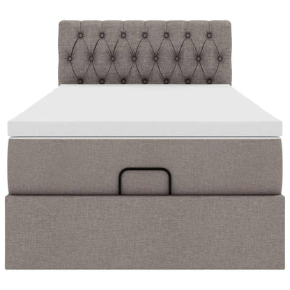 vidaXL Lit ottoman avec matelas et LED Taupe 90x200 cm Tissu