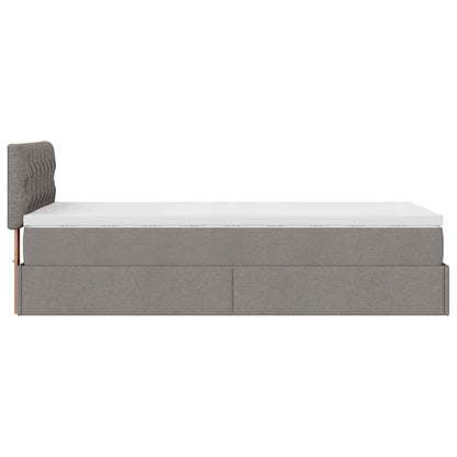vidaXL Lit ottoman avec matelas et LED Taupe 90x200 cm Tissu