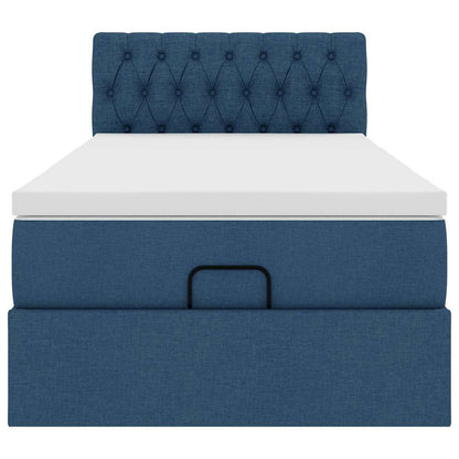 vidaXL Lit ottoman avec matelas et LED bleu 90x200 cm Tissu