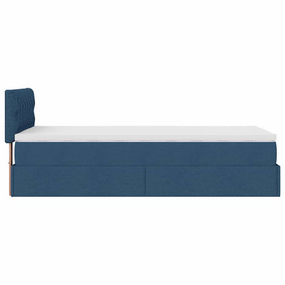 vidaXL Lit ottoman avec matelas et LED bleu 90x200 cm Tissu