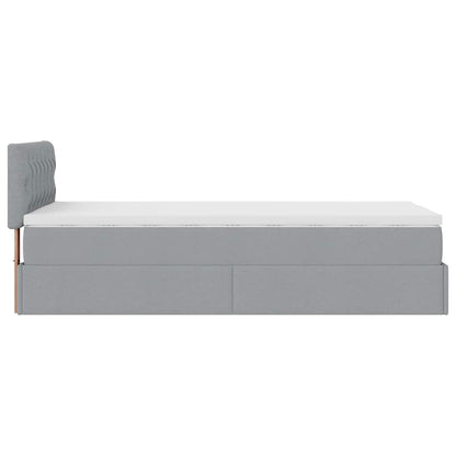 vidaXL Ottoman-Bett mit Matratze & LEDs Hellgrau 100x200 cm Stoff