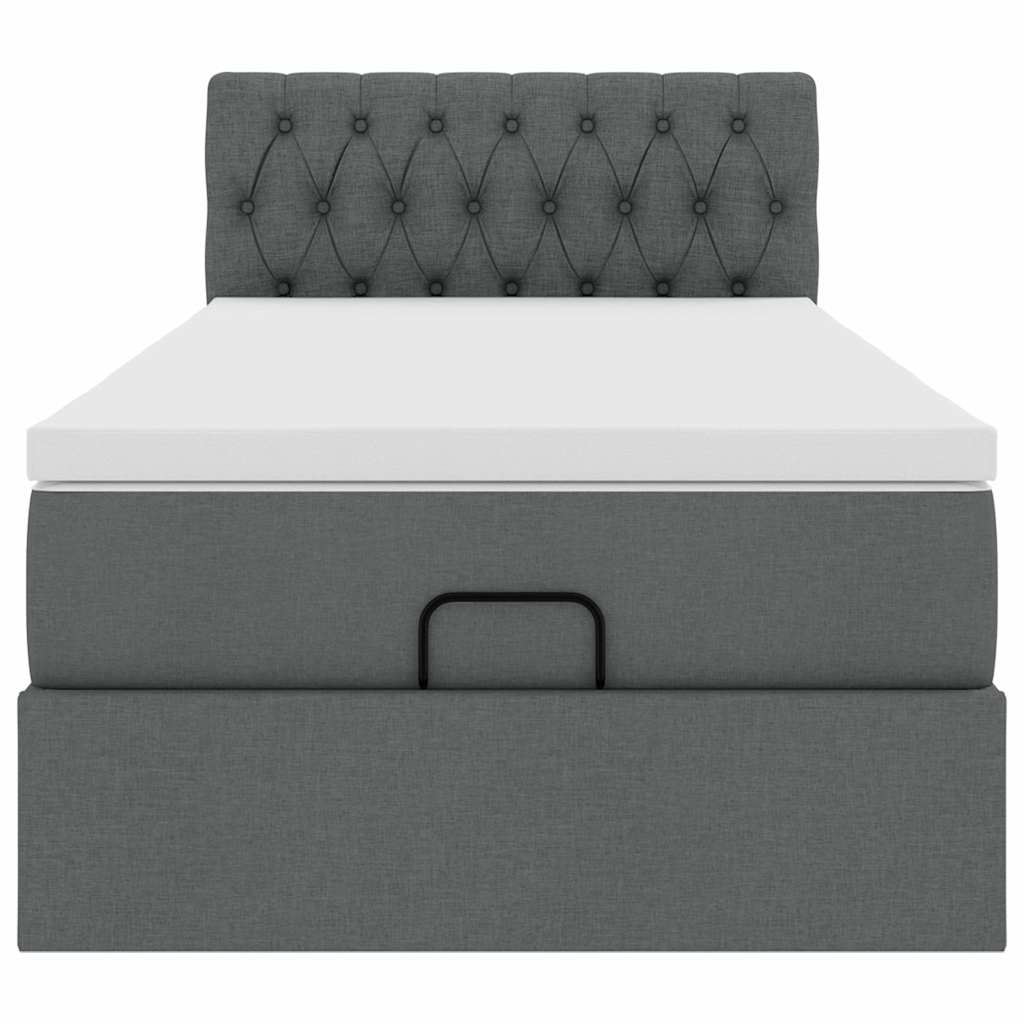 vidaXL Ottoman-Bett mit Matratze & LEDs Dunkelgrau 100x200 cm Stoff