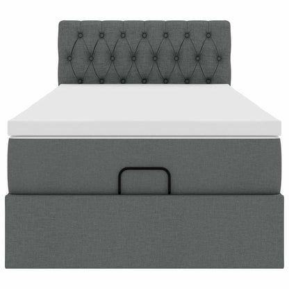 vidaXL Ottoman-Bett mit Matratze & LEDs Dunkelgrau 100x200 cm Stoff