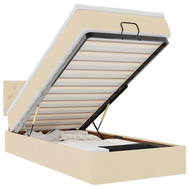 vidaXL Lit ottoman avec matelas et LED Crème 100x200 cm Tissu