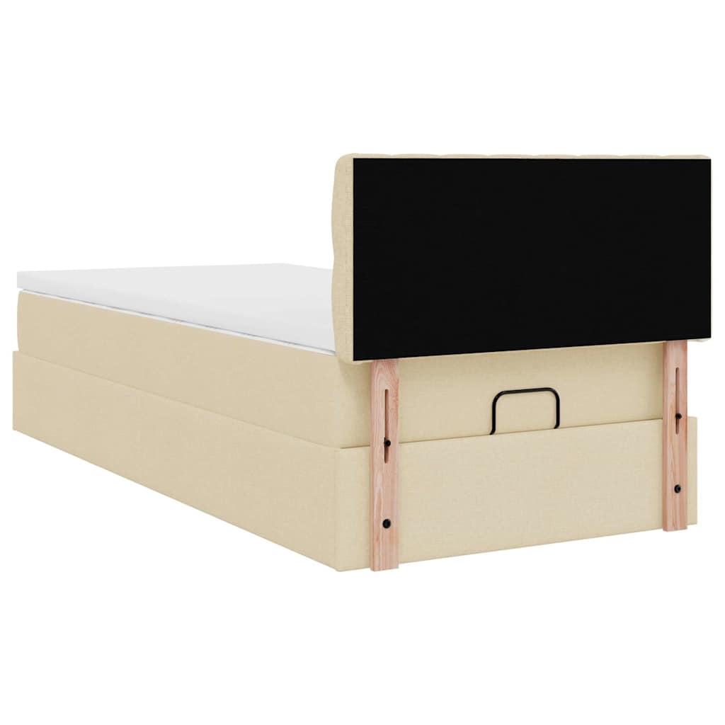 vidaXL Lit ottoman avec matelas et LED Crème 100x200 cm Tissu