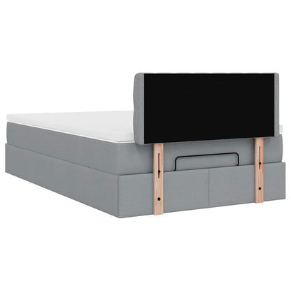 vidaXL Lit ottoman avec matelas et LED gris clair 120x190 cm Tissu