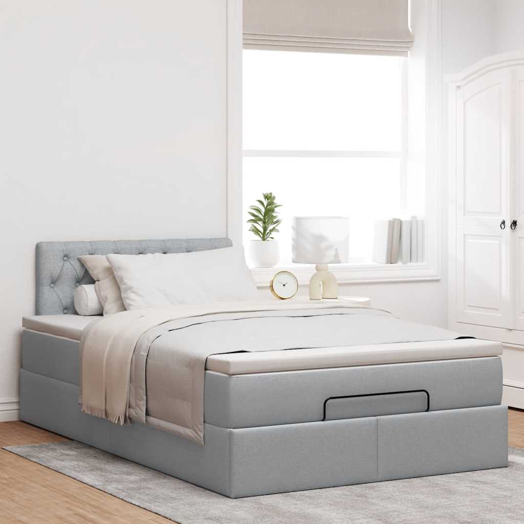 vidaXL Lit ottoman avec matelas et LED gris clair 120x190 cm Tissu