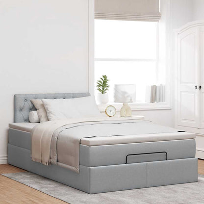 vidaXL Lit ottoman avec matelas et LED gris clair 120x190 cm Tissu