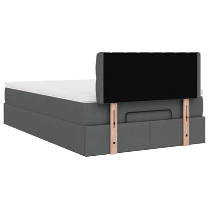vidaXL Ottomane Bett mit Matratze & LEDs Dunkelgrau 120x190 cm Stoff