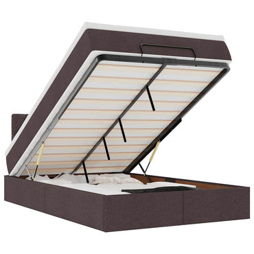 vidaXL Ottoman-Bett mit Matratze & LEDs Dunkelbraun 120x190 cm Stoff