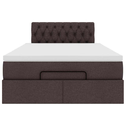 Ottoman-Bett mit Matratze & LEDs Dunkelbraun 120x190 cm Stoff