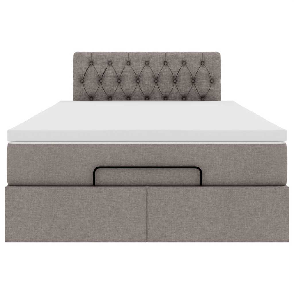 vidaXL Ottomane Bett mit Matratze & LEDs Taupe 120x190 cm Stoff