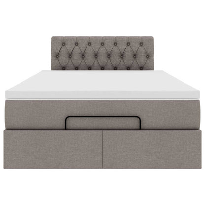 vidaXL Ottomane Bett mit Matratze & LEDs Taupe 120x190 cm Stoff