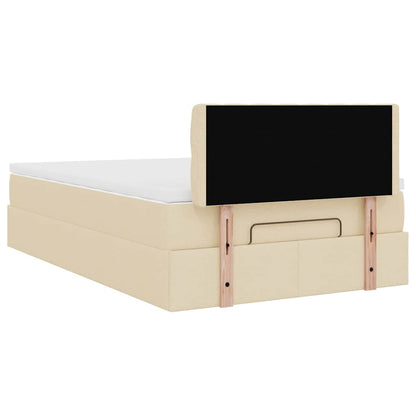 vidaXL Ottomane Bett mit Matratze & LEDs Creme 120x190 cm Stoff