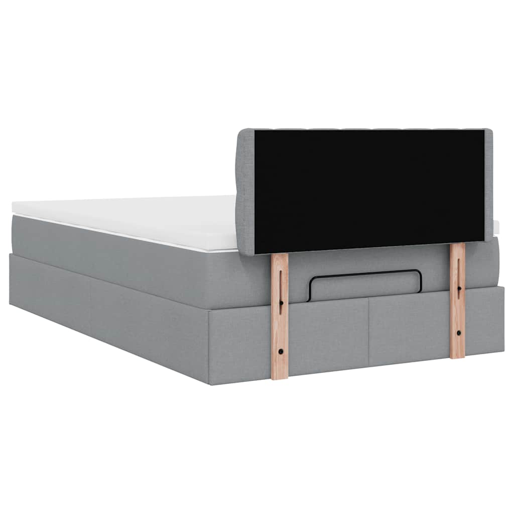 vidaXL Ottoman-Bett mit Matratze & LEDs Hellgrau 120x200 cm Stoff
