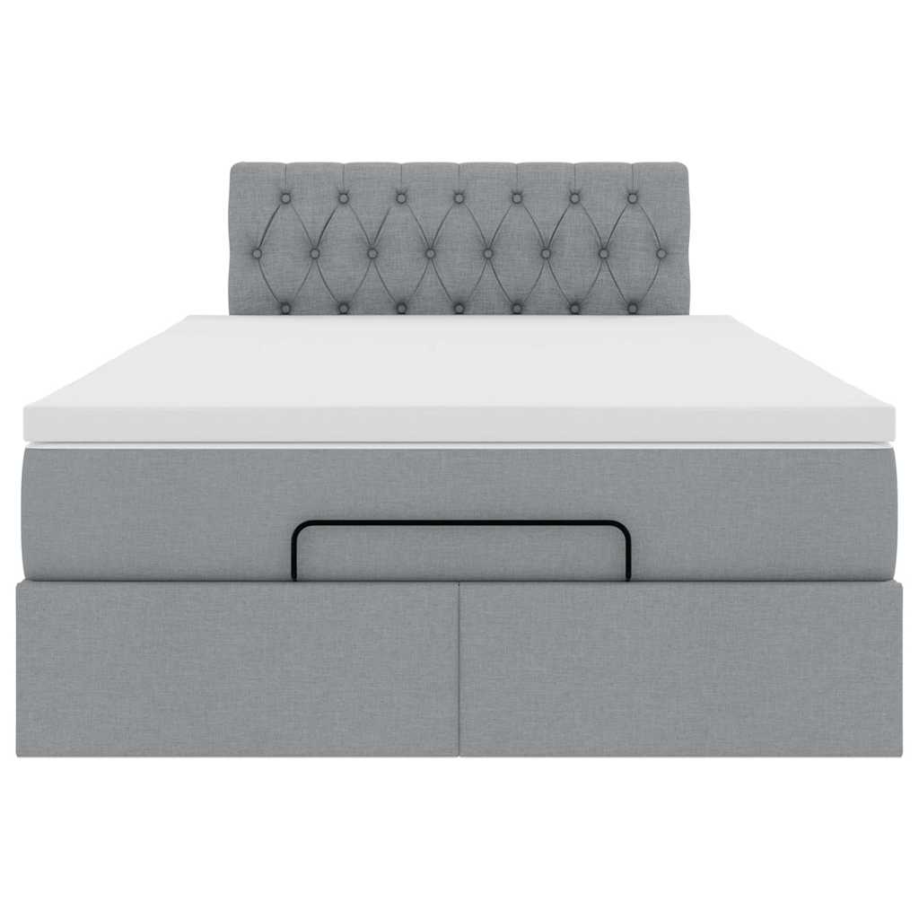vidaXL Ottoman-Bett mit Matratze & LEDs Hellgrau 120x200 cm Stoff