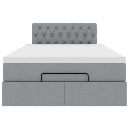 vidaXL Ottoman-Bett mit Matratze & LEDs Hellgrau 120x200 cm Stoff