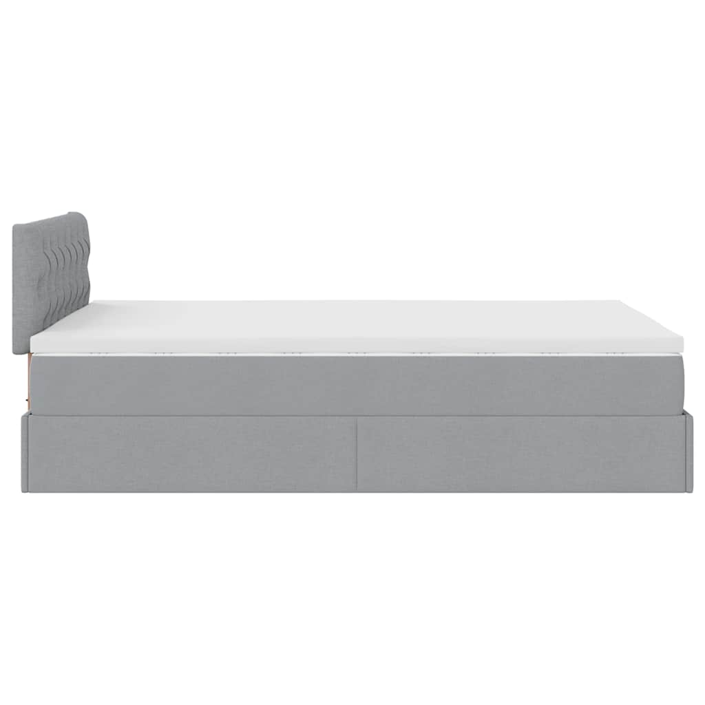 vidaXL Ottoman-Bett mit Matratze & LEDs Hellgrau 120x200 cm Stoff