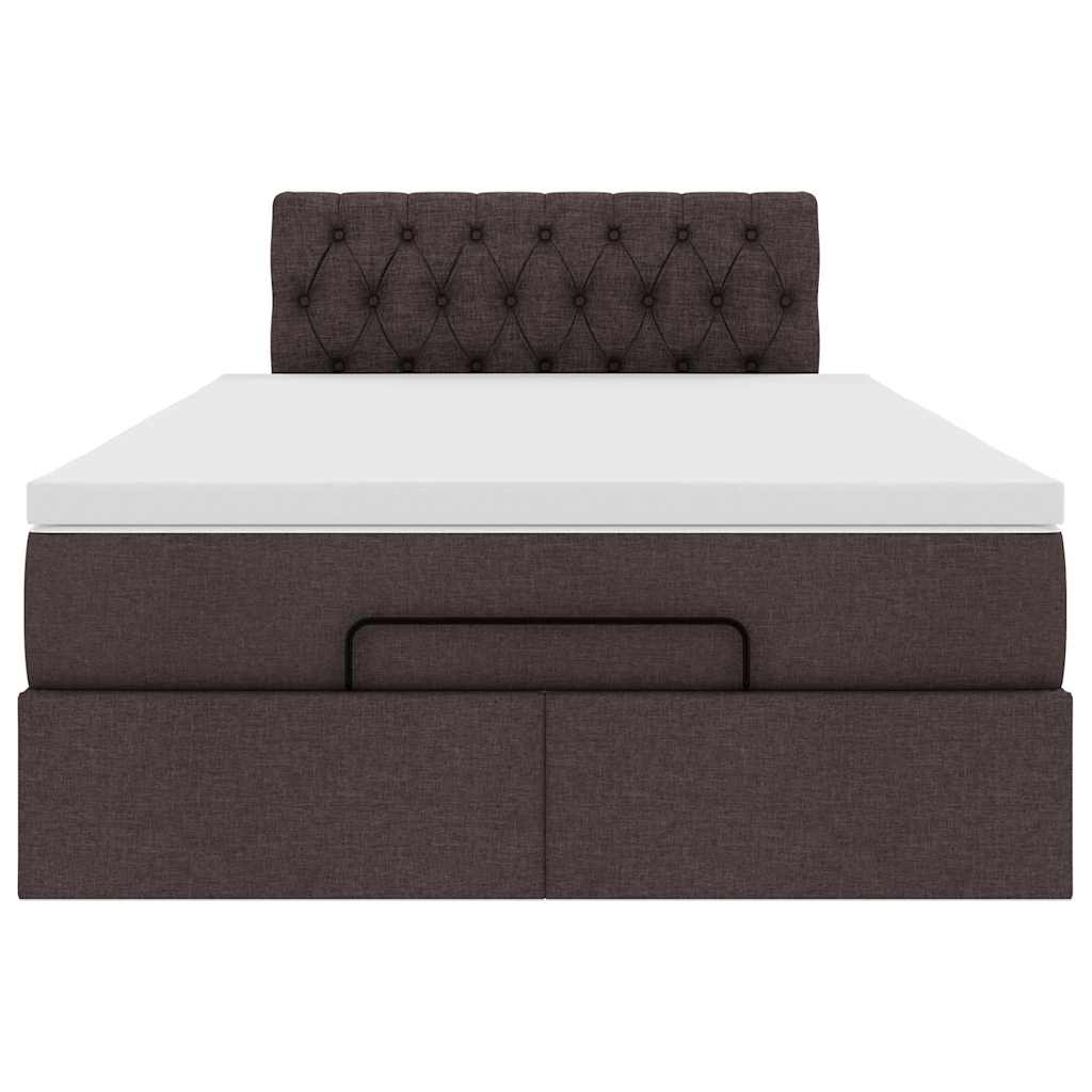 vidaXL Ottoman-Bett mit Matratze & LEDs Dunkelbraun 120x200 cm Stoff