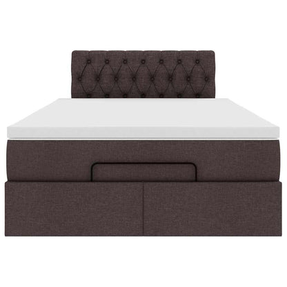 vidaXL Ottoman-Bett mit Matratze & LEDs Dunkelbraun 120x200 cm Stoff