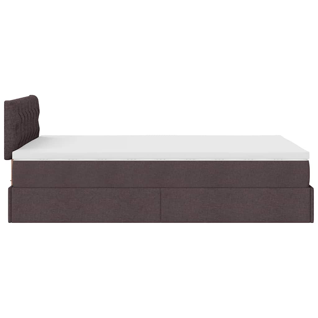 vidaXL Ottoman-Bett mit Matratze & LEDs Dunkelbraun 120x200 cm Stoff