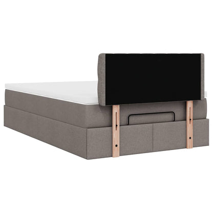 vidaXL Ottoman-Bett mit Matratze & LEDs Taupe 120x200 cm Stoff