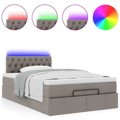 vidaXL Ottoman-Bett mit Matratze & LEDs Taupe 120x200 cm Stoff