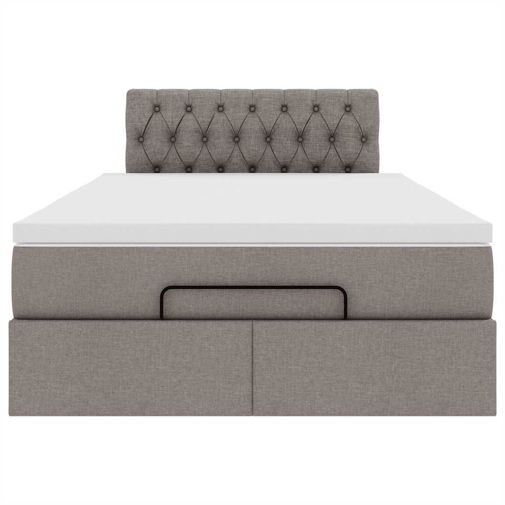 vidaXL Ottoman-Bett mit Matratze & LEDs Taupe 120x200 cm Stoff
