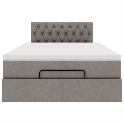 vidaXL Ottoman-Bett mit Matratze & LEDs Taupe 120x200 cm Stoff