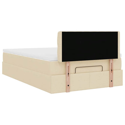 vidaXL Ottoman-Bett mit Matratze & LEDs Creme 120x200 cm Stoff
