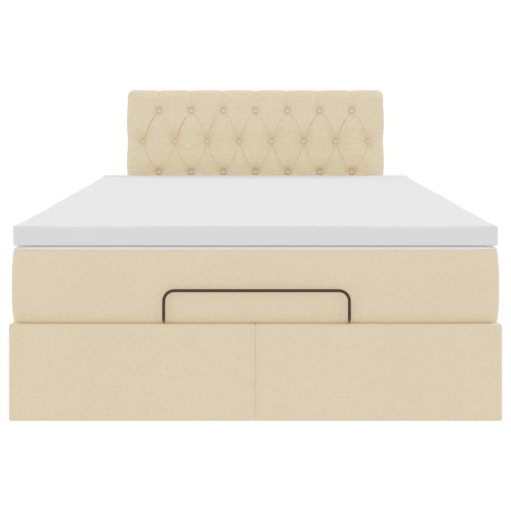 vidaXL Ottoman-Bett mit Matratze & LEDs Creme 120x200 cm Stoff