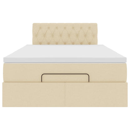 vidaXL Ottoman-Bett mit Matratze & LEDs Creme 120x200 cm Stoff