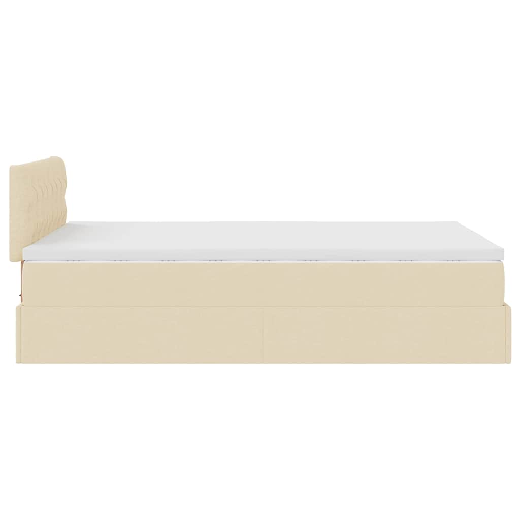 vidaXL Ottoman-Bett mit Matratze & LEDs Creme 120x200 cm Stoff