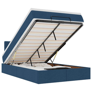 vidaXL Lit Ottoman avec Matelas et LED Bleu 120x200 cm Tissu