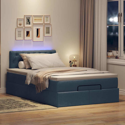 vidaXL Lit Ottoman avec Matelas et LED Bleu 120x200 cm Tissu