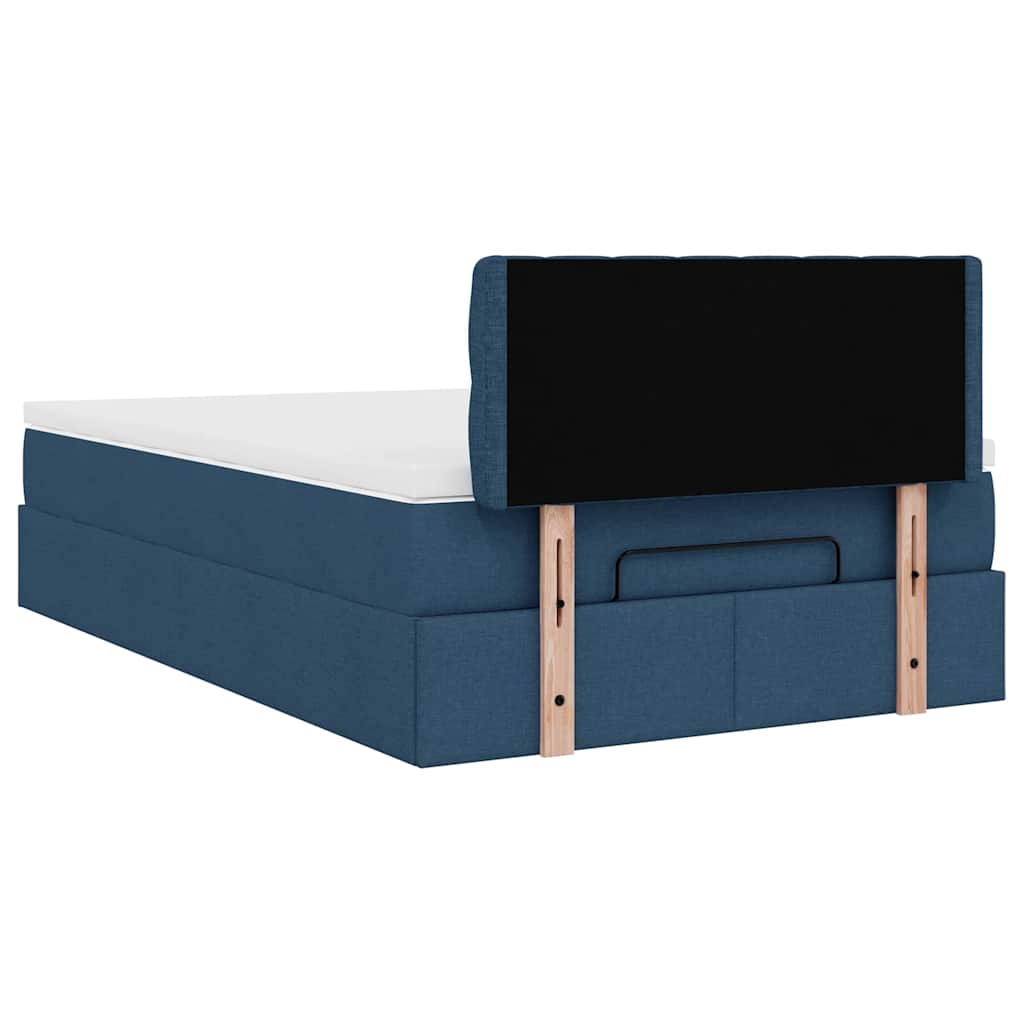vidaXL Lit Ottoman avec Matelas et LED Bleu 120x200 cm Tissu
