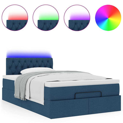 vidaXL Lit Ottoman avec Matelas et LED Bleu 120x200 cm Tissu