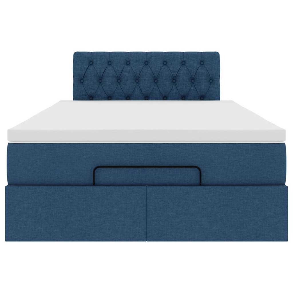vidaXL Lit Ottoman avec Matelas et LED Bleu 120x200 cm Tissu