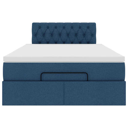 vidaXL Lit Ottoman avec Matelas et LED Bleu 120x200 cm Tissu