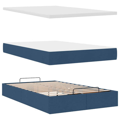 vidaXL Lit Ottoman avec Matelas et LED Bleu 120x200 cm Tissu