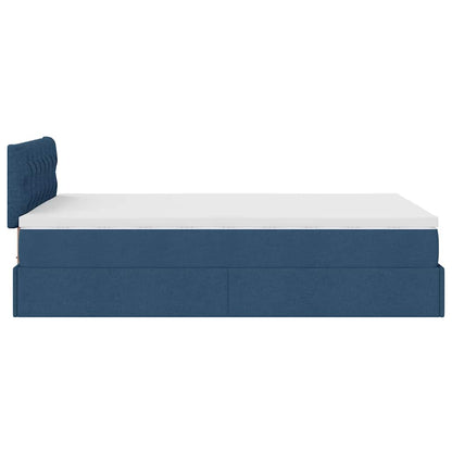 vidaXL Lit Ottoman avec Matelas et LED Bleu 120x200 cm Tissu