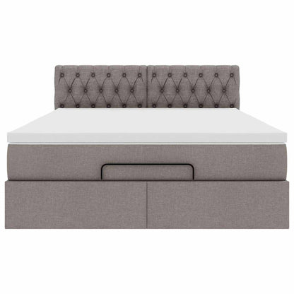 Ottomanische Bett mit Matratze & LEDs Taupe 140x190 cm Stoff