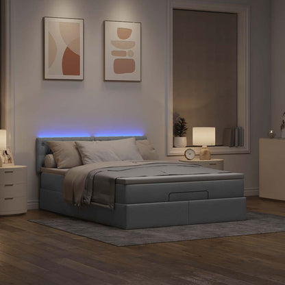 vidaXL Lit ottoman avec matelas et LED gris clair 140x200 cm Tissu